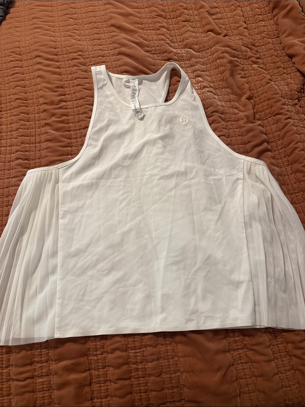 lululemon White Racerback Tank with Pleated Side Panels